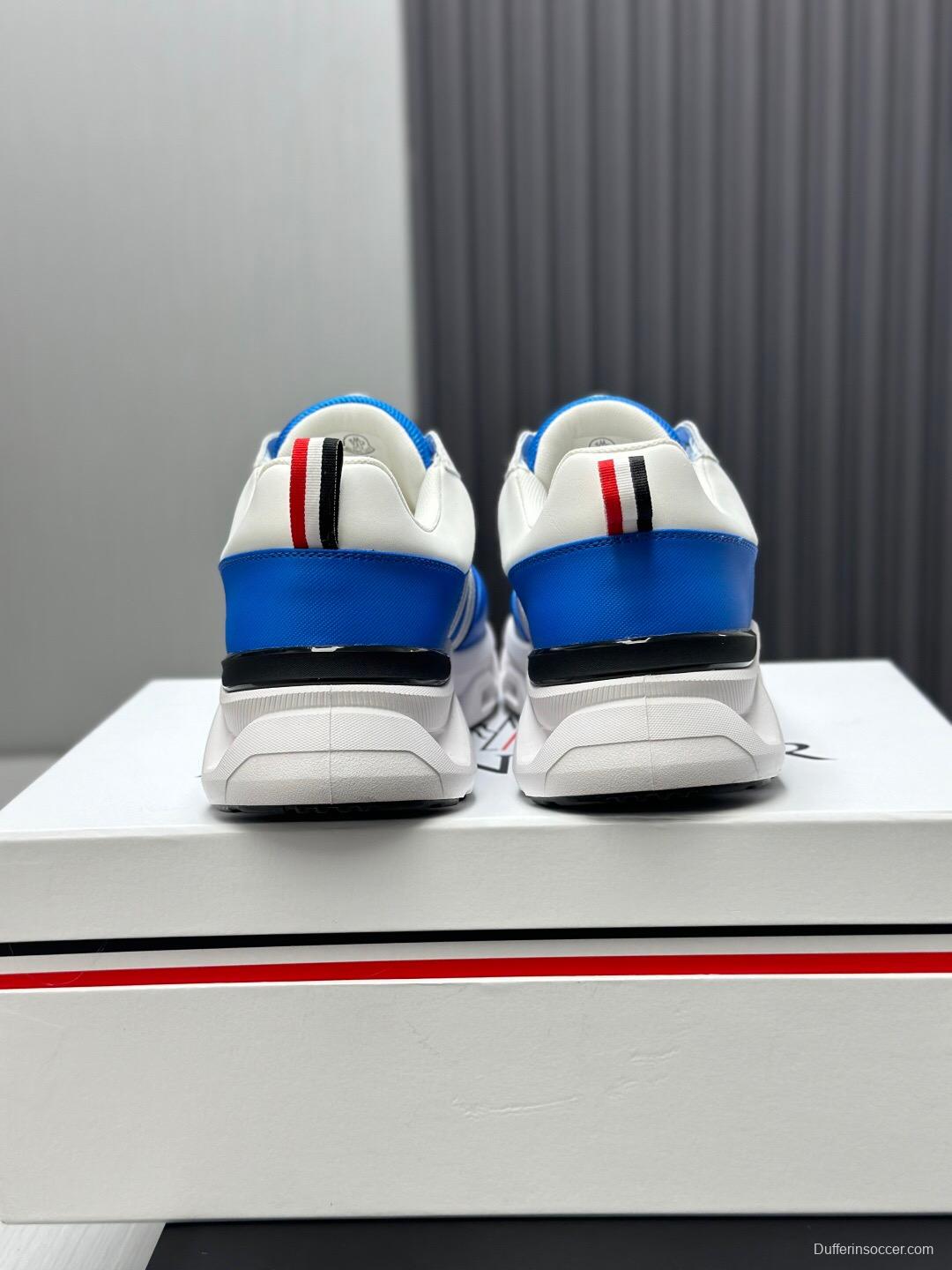 2025 Unisex Moncler Blue White Nylon Mesh Trailgrip GTX Outdoor Sneakers AS00390