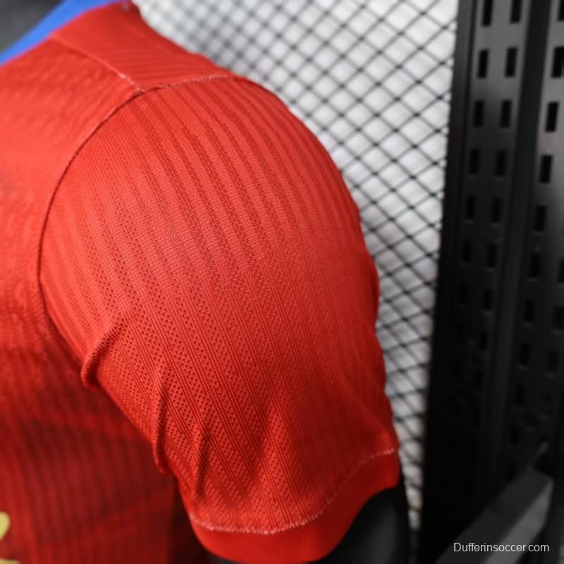 Player Version 25/26 Barcelona Travis Scott Blue with Red Half Split Jersey