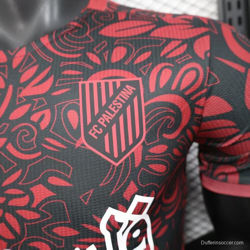 Player Version 25/26 FC Palestine Red with Traditional Floral Pattern Jersey