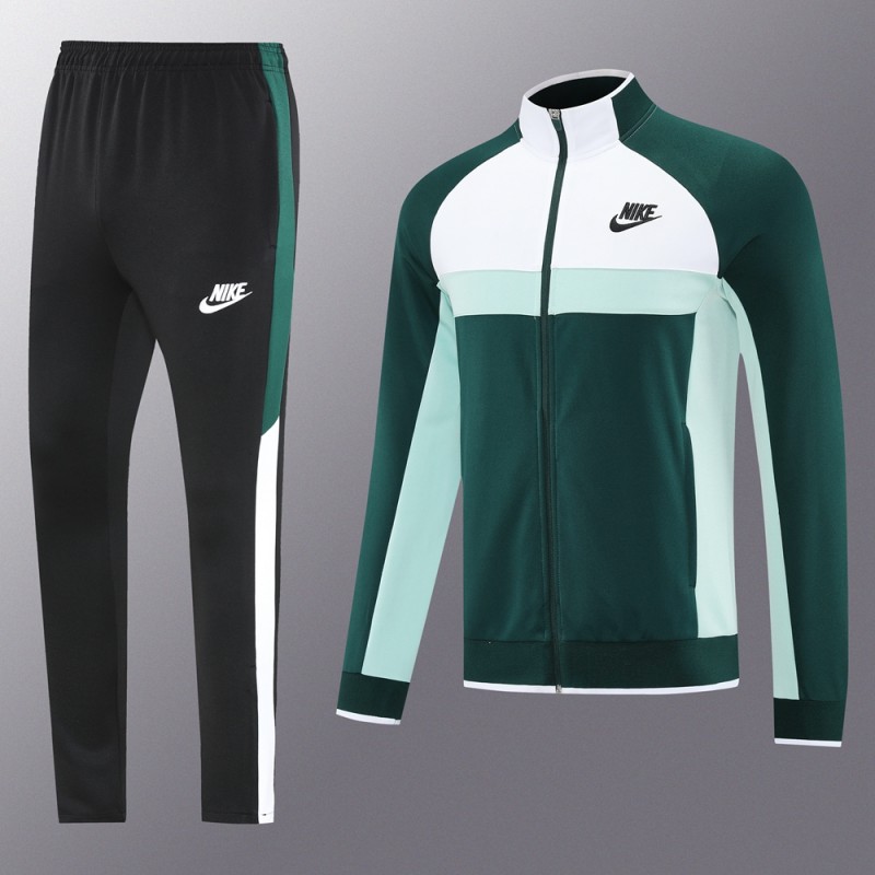 2025 Nike Green/White Full Hoodie Zipper Jacket +Long Pants
