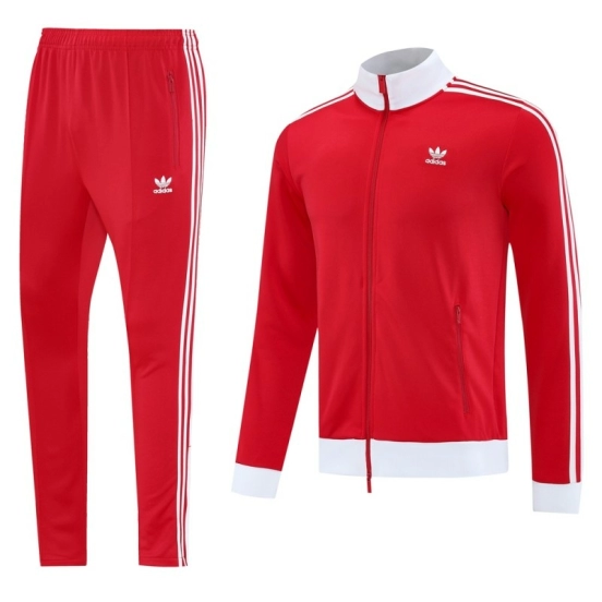 2025 Adidas Original Red Full Hoodie Zipper Jacket +Long Pants