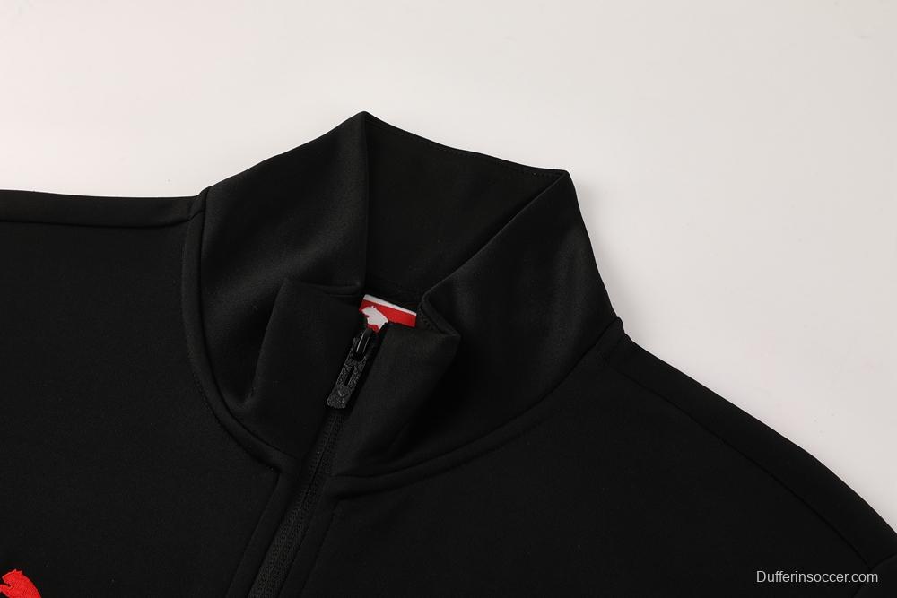 25/26 AC Milan Black/Red Full Zipper Jacket +Long Pants