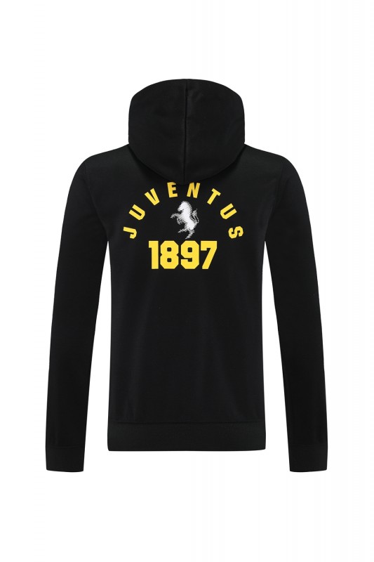 25/26 Juventus Black Hoodie Full Zipper Jacket + Long Pants
