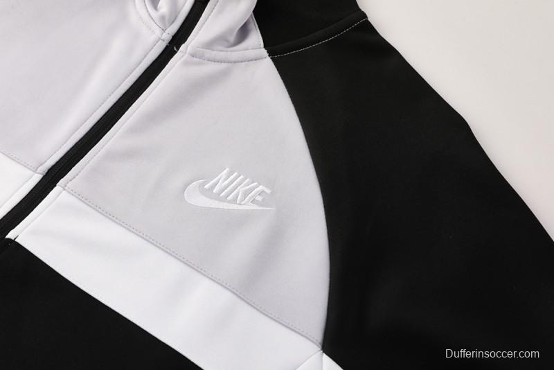 2025 Nike Grey/Black Full Hoodie Zipper Jacket +Long Pants