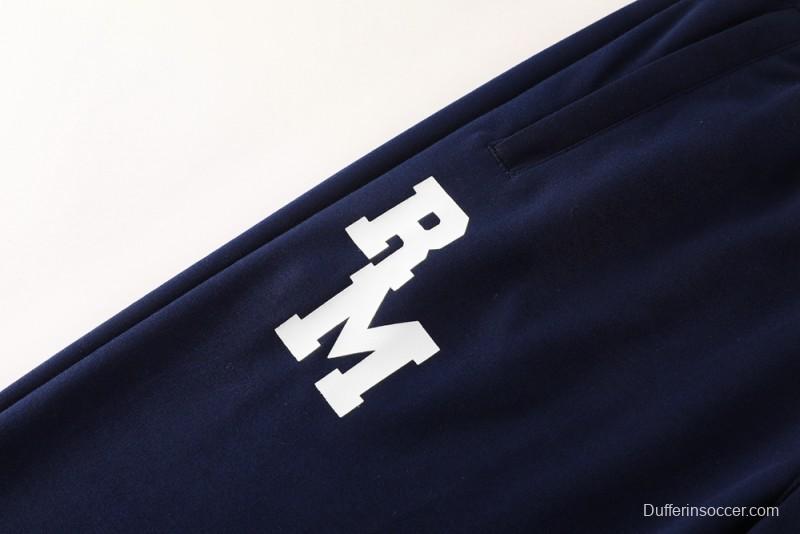 25/26 Real Madrid Navy Hoodie Full Zipper Jacket + Long Pants