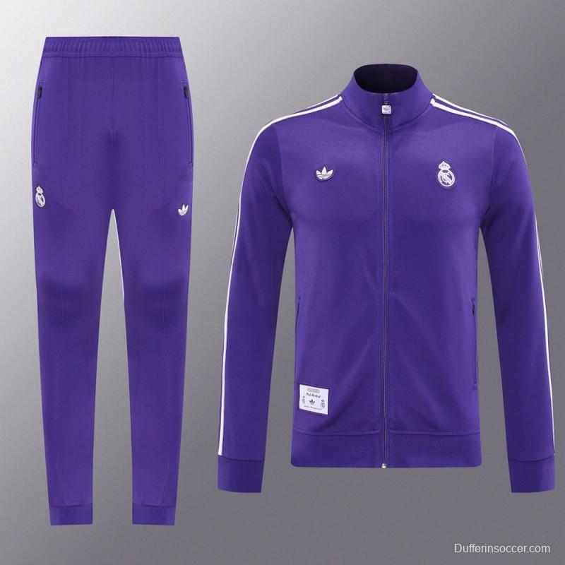 25/26 Real Madrid Purple Full Zipper Jacket +Long Pants