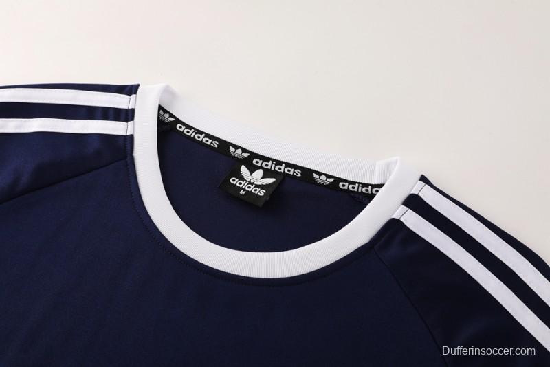 2025 Adidas Originals Long Sleeve T-Shirt Collection - Navy/White/Black with 3-Stripes