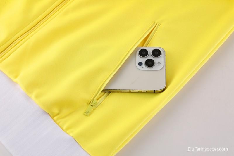 2025 Adidas Original Yellow Full Hoodie Zipper Jacket +Long Pants