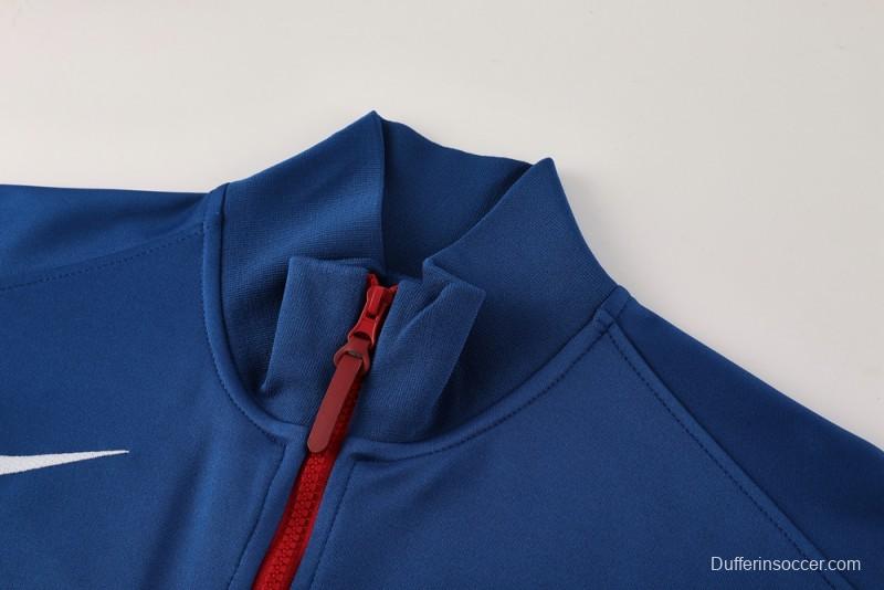 25/26 PSG Blue Full Hoodie Zipper Jacket +Long Pants