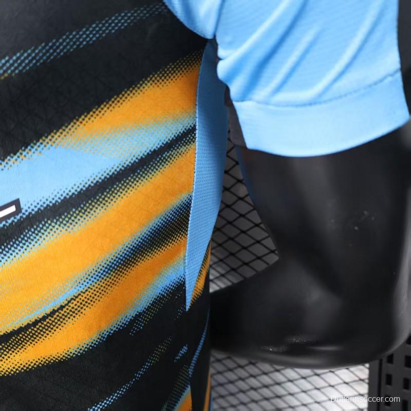 Player Version 25/26 Olympique de Marseille Blue with Orange Gradient Stripe Jersey