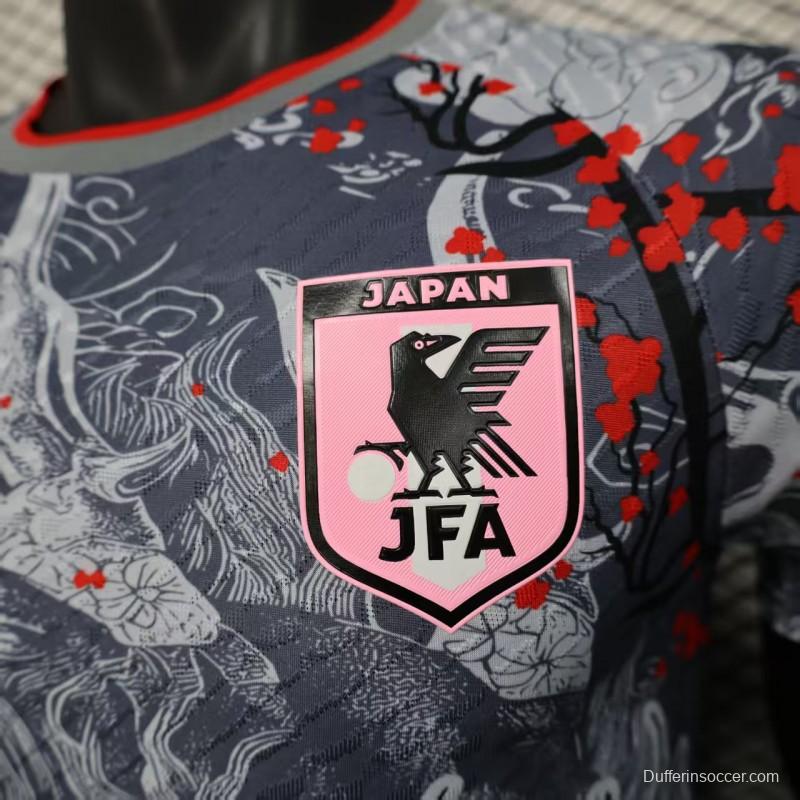 Player Version 2025 Japan Gray with Traditional Dragon and Cherry Blossom Pattern Jersey