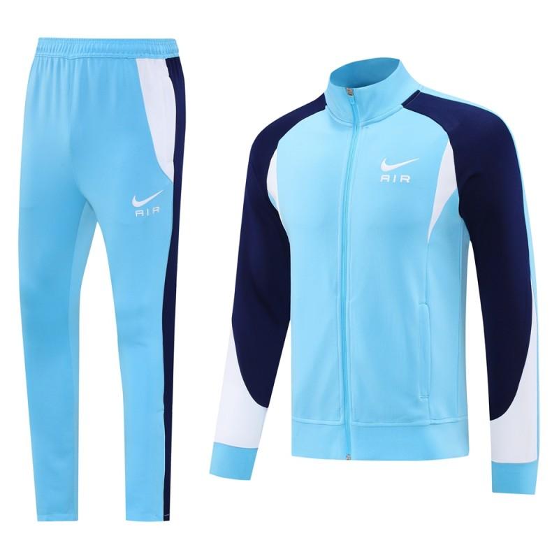2025 Nike Air Tracksuit Set - Light Blue with Navy Accents Full Zipper Jacket + Long Pants