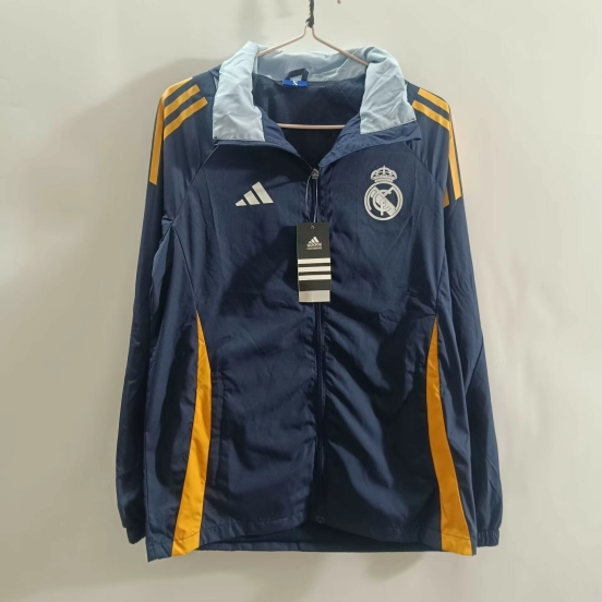 25/26 Real Madrid Blue Mid-length Windbreaker Jacket