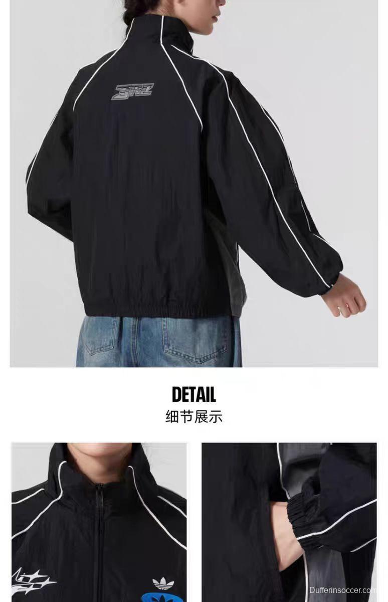 2025 Adidas originals Grey Full Zipper Windbreaker