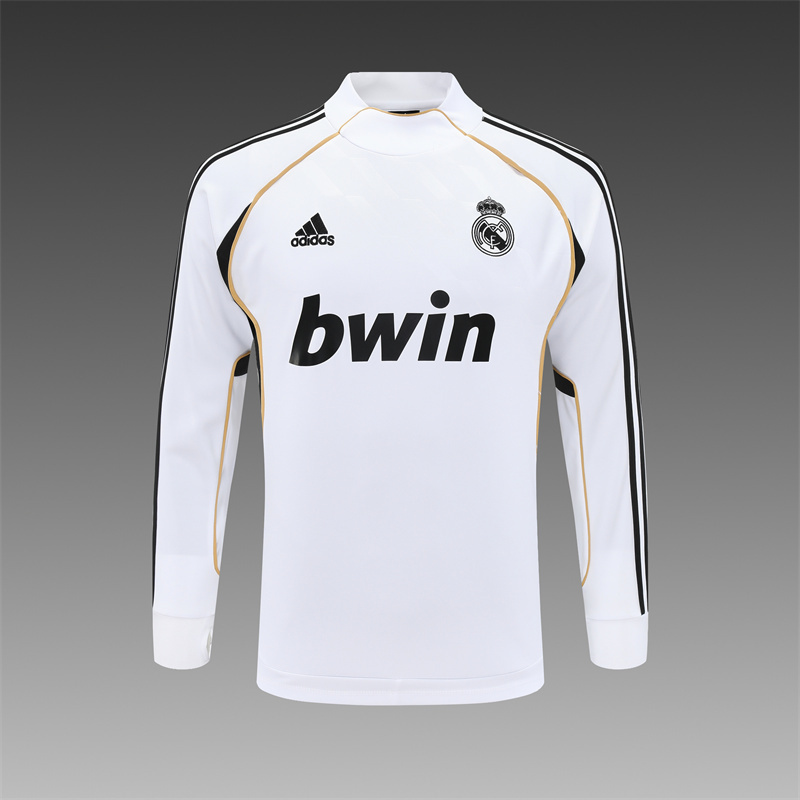 Retro 11/12 Real Madrid White Half Zipper Jacket