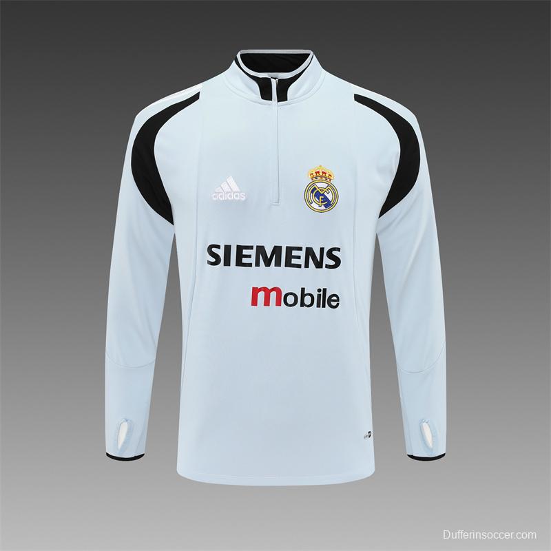 Retro 04/05 Real Madrid Light Grey Half Zipper Jacket