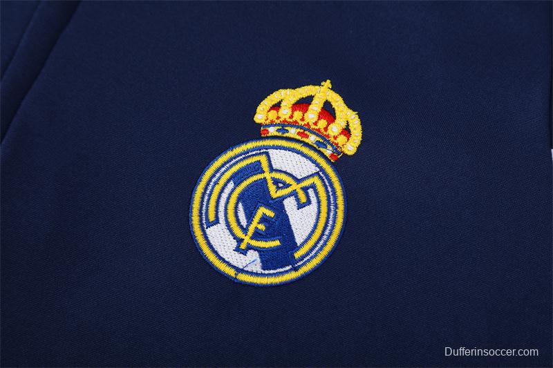 Retro 03/04 Real Madrid Royal Blue Half Zipper Jacket