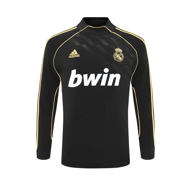 Retro 11/12 Real Madrid Black Half Zipper Jacket+Long Pants