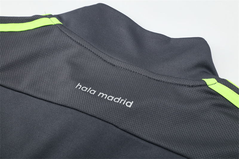 Retro 15/16 Real Madrid Dark Grey Half Zipper Jacket