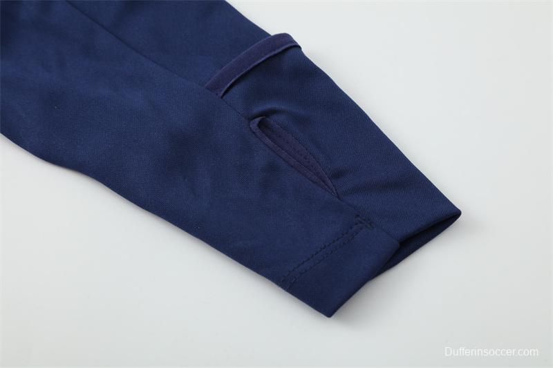 Retro 16/17 Real Madrid Royal Blue Half Zipper Jacket