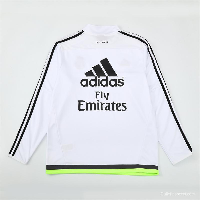 Retro 15/16 Real Madrid White Half Zipper Jacket+Long Pants