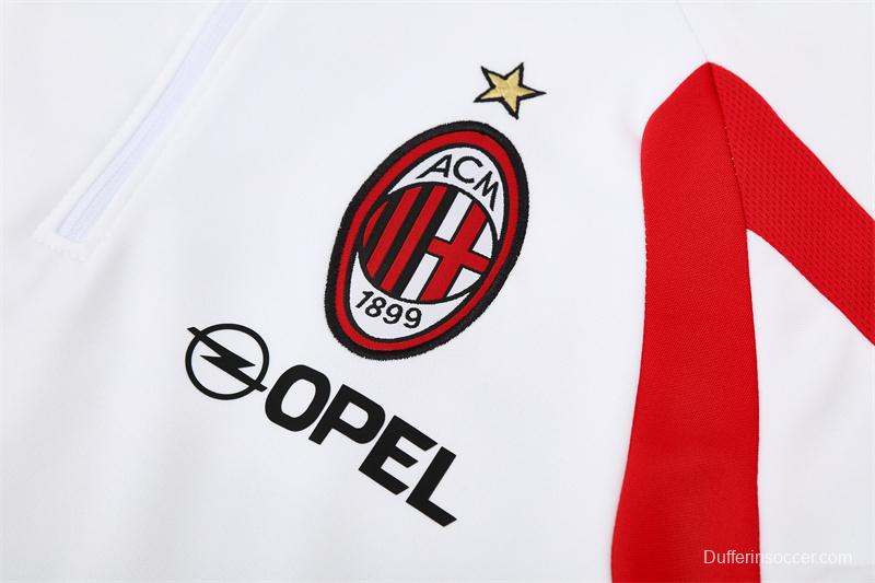 Retro 05/06 AC Milan White Half Zipper Jacket+Long Pants