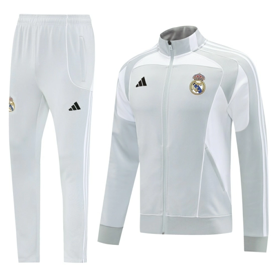 25/26 Real Madrid Grey Full Zipper Jacket + Long Pants