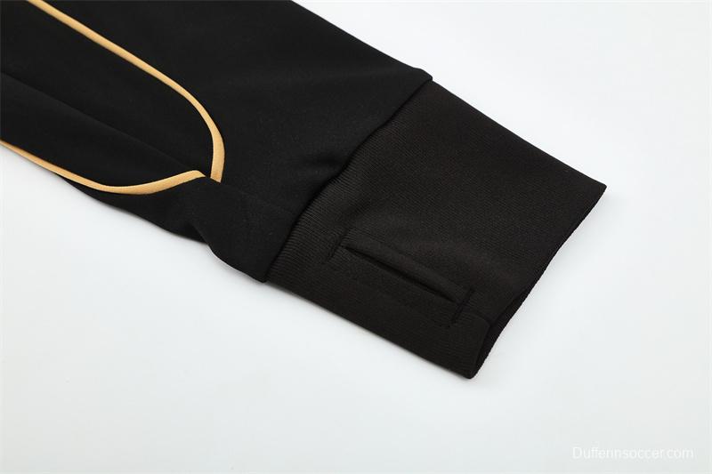 Retro 11/12 Real Madrid Black Half Zipper Jacket+Long Pants