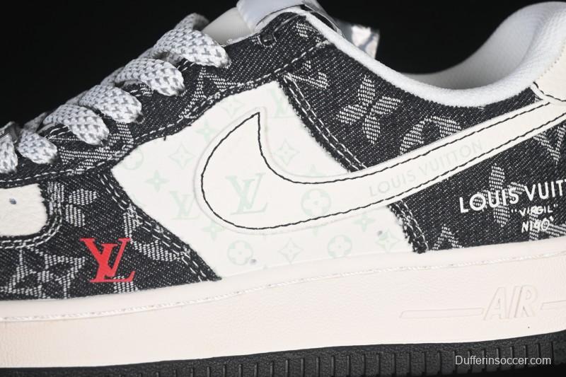 Nike Air Force 1 '07 Low LV Collaboration Denim Beige Black Stitching Casual Sneakers - MZ9588-815
