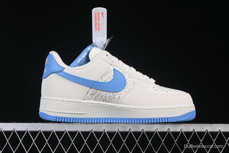 Nike Air Force 1 '07 Low Balenciaga Collaboration White Blue Gold Casual Sneakers - YF9511-803