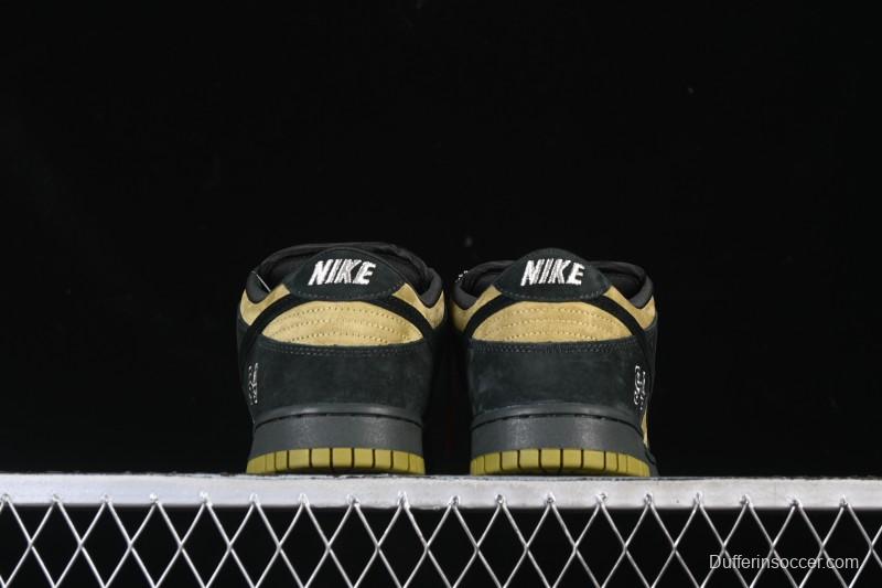 Nike Supreme x Dunk SB Dunk Low Brown Yellow Low-Top Casual Skate Shoes - HQ8487-300