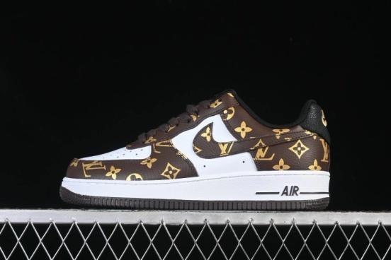 Nike Air Force 1 '07 Low LV Collaboration Classic White Brown Casual Sneakers - CZ3986-004