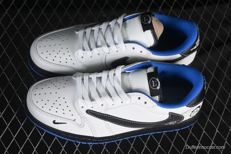 Nike Travis Scott x Fragment Design x Air Jordan 1 Low OG SP AJ1 Blue Swoosh Low-Top Casual Sneakers - DZ5899-027