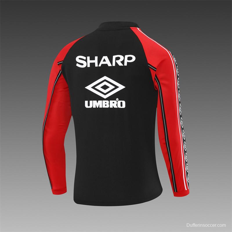 Retro 98/99 Manchester United Black Half Zipper Jacket