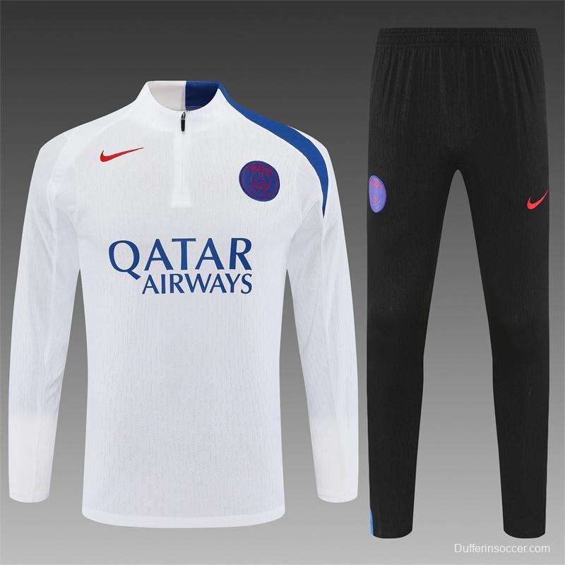 Player Version 25/26 Paris White T90 Half Zipper Jacket+Long Pants