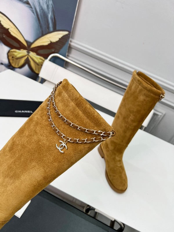 Chanel 2025/SS Quilted Leather Chain Four-Leaf Clover CC Flat Ankle Boots - LY00510
