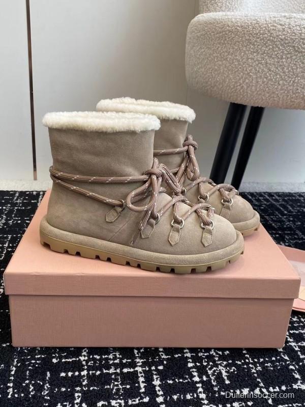 Miu Miu 2025/SS Lace-Up Snow Boots - AS00310