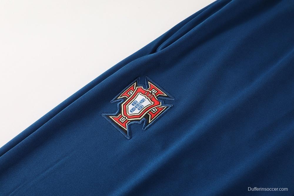 2025 Portugal Royal Blue Half Zipper Jacket+Long Pants