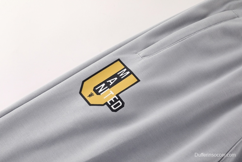 25/26 Manchester United Gray Half Zipper Jacket+Long Pants S-2XL