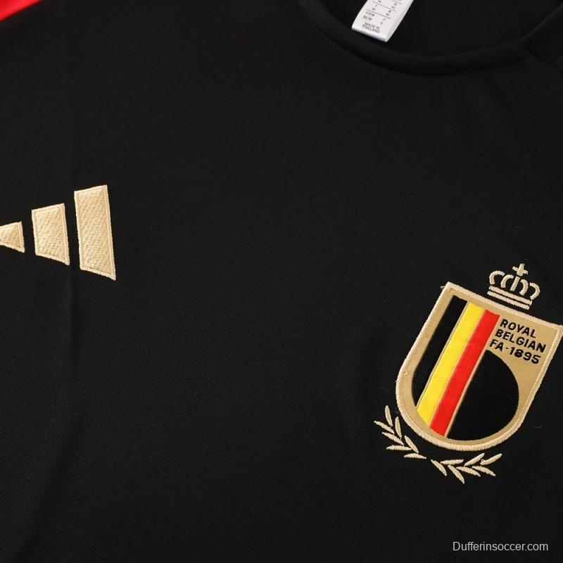 2025 Belgium Black Short Sleeve+Soccer Shorts