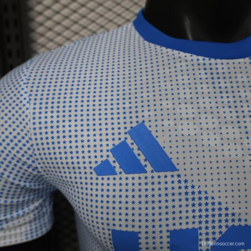 2025 Player Version  USA  Away White with Blue Halftone Gradient Pattern World Cup Commemorative Jersey