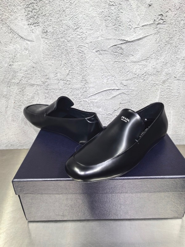 Prada Shuffle Monk Loafers Classic Retro Men's Leather Shoes - AS00380