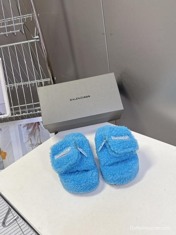 Balenciaga 2025 SS Couple Edition Coca-Cola Fur Slides - KFY00230