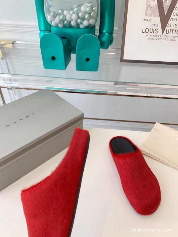 Marni 2025/ss Mule Shoes with Pony Hair Design - LY00