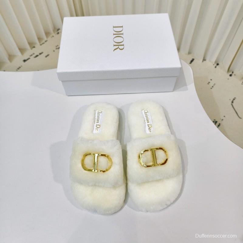 Dior Metal Buckle Wool Slippers Collection - LY00280