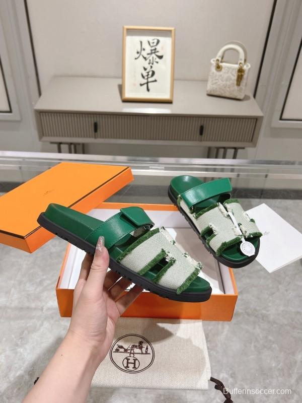 H Sandals 2025SS Fringe Slides with Platform - LY00270