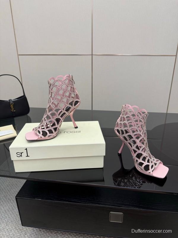 Sergio Rossi Mermaid Sandals 2025 SS Collection Elegant Fishnet High Heels - KFY00470