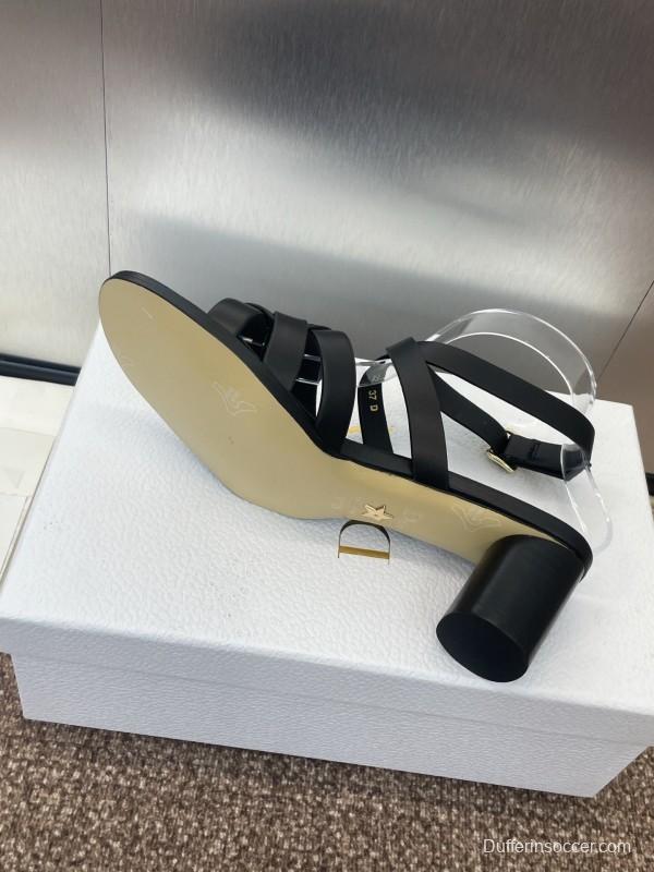 Dior D-Club Jelly Color Hollow Layered Cross Strap Mid Heel Women Shoes - KFY00290