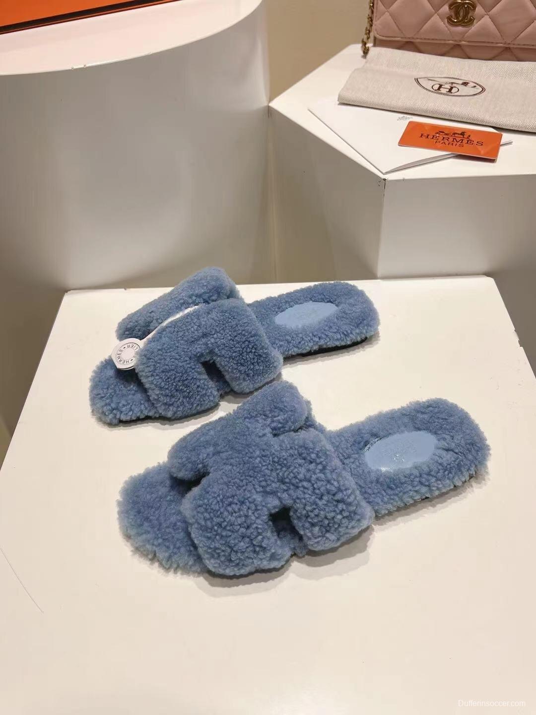 Hermès Teddy Wool Flat Slippers - LY00240