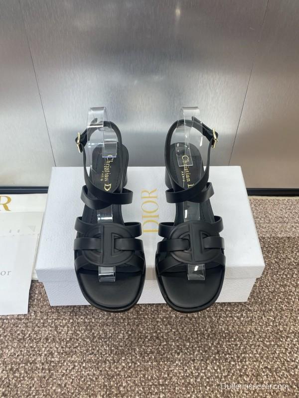 Dior D-Club Jelly Color Hollow Layered Cross Strap Mid Heel Women Shoes - KFY00290